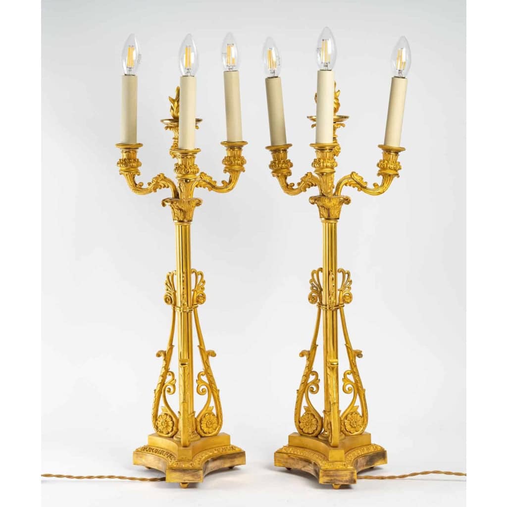 Paire de chandeliers en bronze doré du XIXème siècle | Biron ||||||
