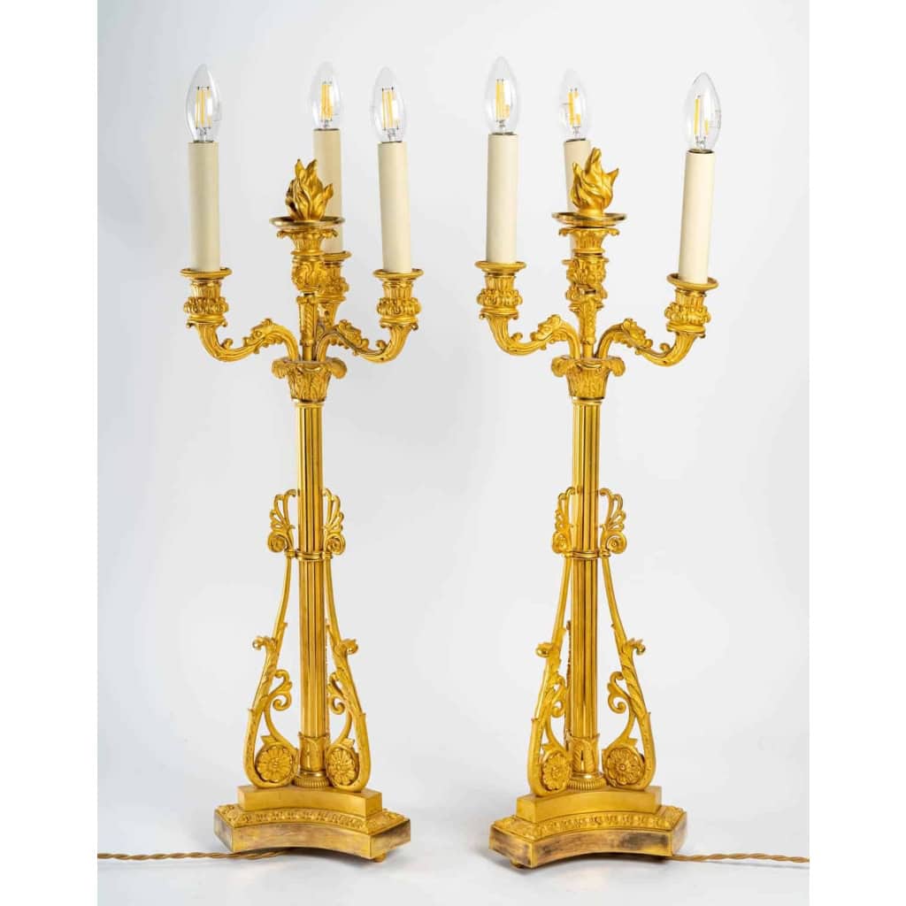 Paire de chandeliers en bronze doré du XIXème siècle | Biron Paire de chandeliers en bronze doré du XIXème siècle