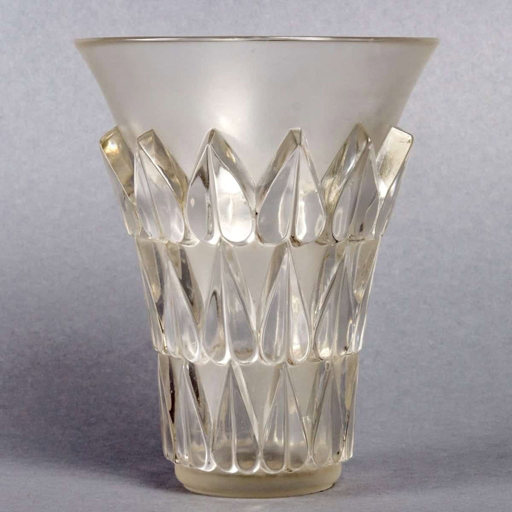Vase « Feuilles » verre blanc de René LALIQUE | Biron |||||||