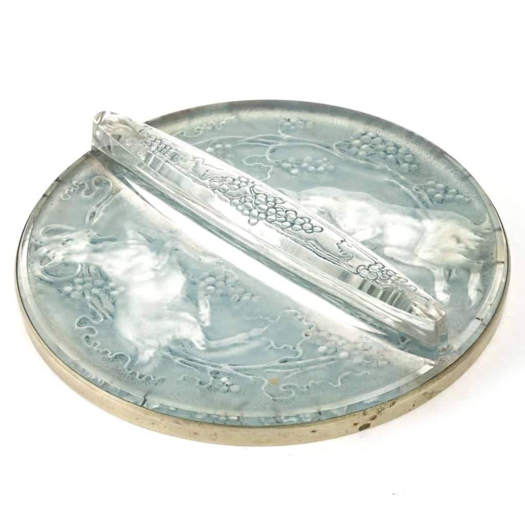 Miroir « Deux Chèvres » verre blanc patiné bleu – monture métal d’origine de René LALIQUE | Biron Miroir "Deux Chèvres" verre blanc patiné bleu - monture métal d'origine de René LALIQUE