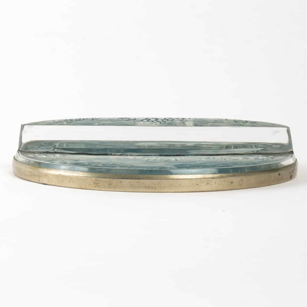 Miroir « Deux Chèvres » verre blanc patiné bleu – monture métal d’origine de René LALIQUE | Biron Miroir "Deux Chèvres" verre blanc patiné bleu - monture métal d'origine de René LALIQUE