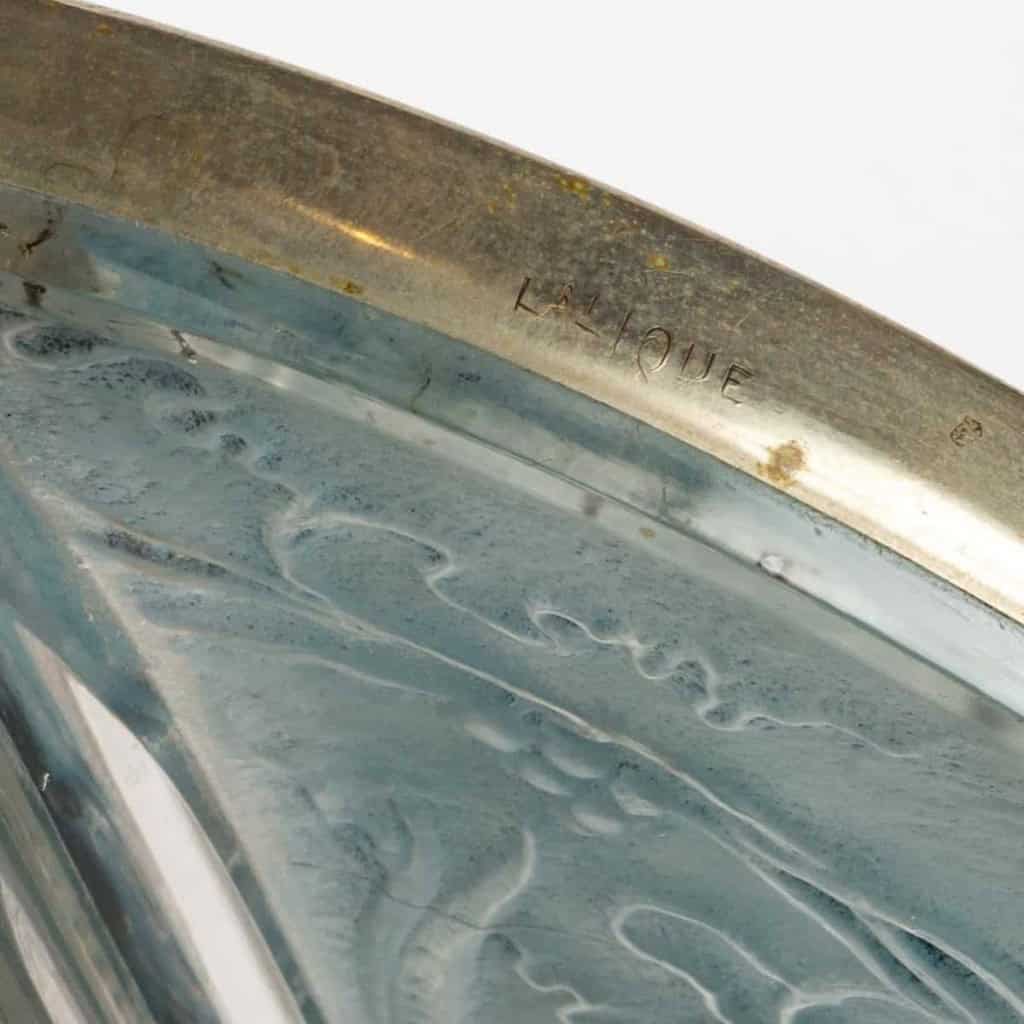 Miroir « Deux Chèvres » verre blanc patiné bleu – monture métal d’origine de René LALIQUE | Biron Miroir "Deux Chèvres" verre blanc patiné bleu - monture métal d'origine de René LALIQUE