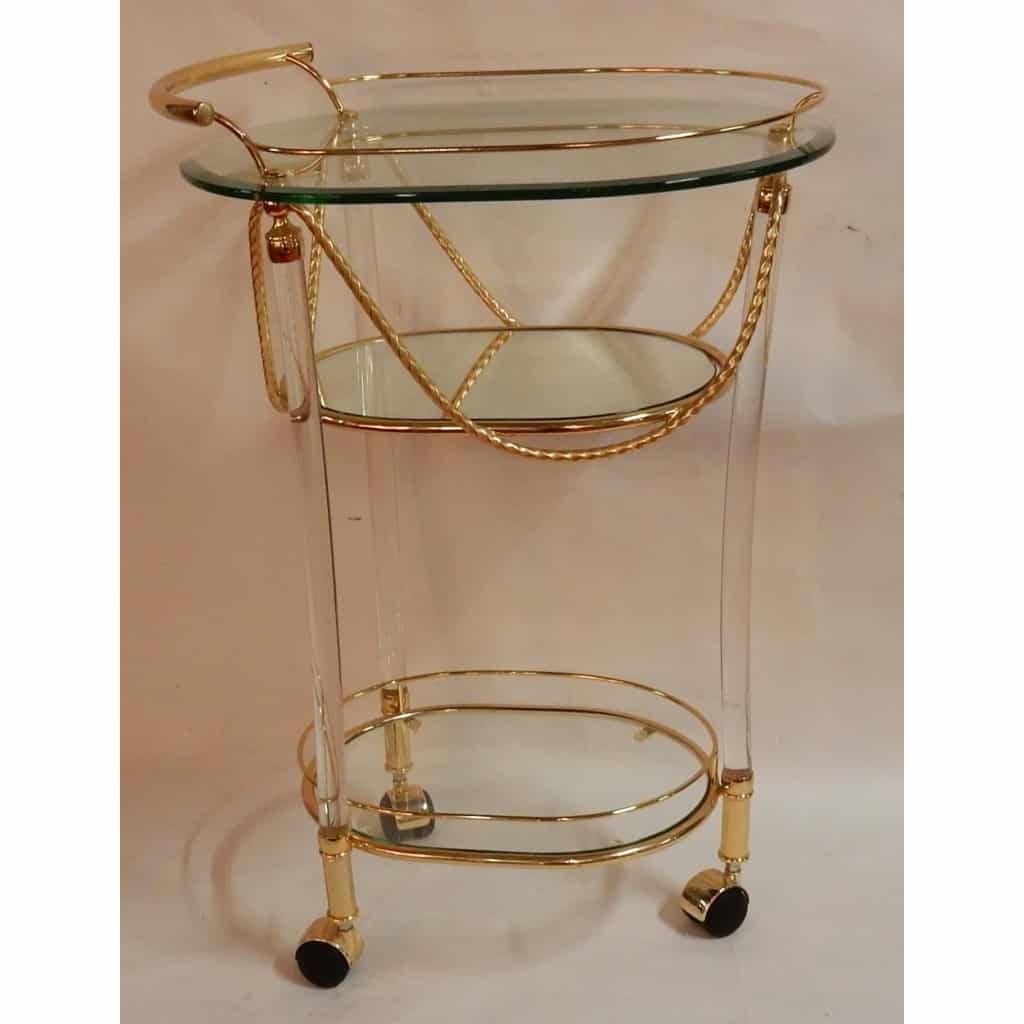 1970′ Rolling Bar with Gold Metal and Altuglas Garlands | Biron 1970′ Rolling Bar with Gold Metal and Altuglas Garlands