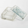 Boîte « Bluets » verre blanc patiné bleu de René LALIQUE | Biron Boîte "Bluets" verre blanc patiné bleu de René LALIQUE