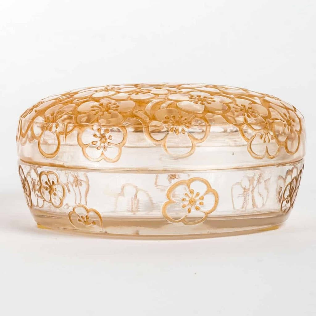 Boîte « Emiliane » verre blanc patiné sépia de René LALIQUE | Biron Boîte "Emiliane" verre blanc patiné sépia de René LALIQUE
