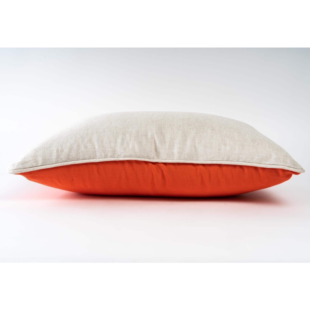 Coussin couleur Corail en lin | Biron Coussin couleur Corail en lin