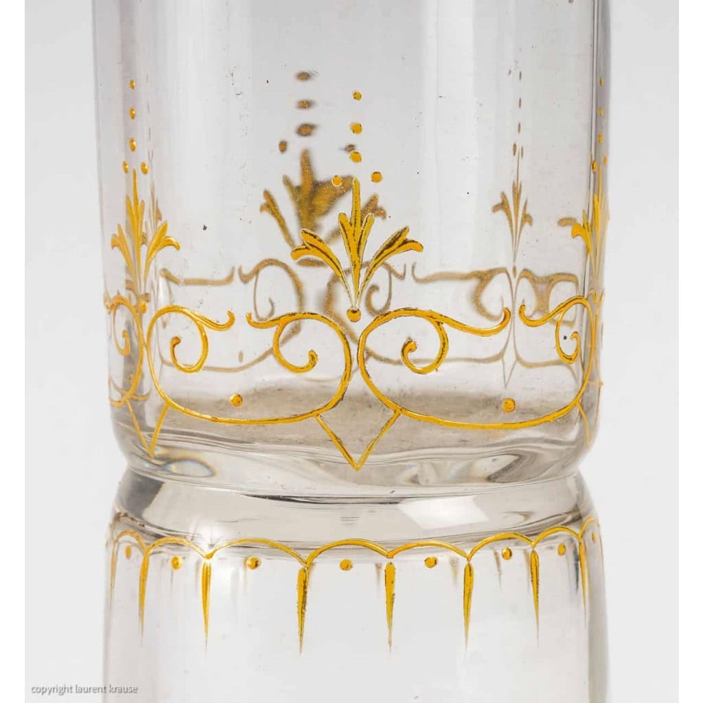 Paire de grands vases en cristal rehaussés à l’or. Début XXème siècle. | Biron Paire de grands vases en cristal rehaussés à l'or. Début XXème siècle.