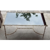 1970′ Table Basse en Bronze Avec Entretoise Maison Baguès Décor Bambou Avec Plateau Verre Noirci 58 X 104 cm