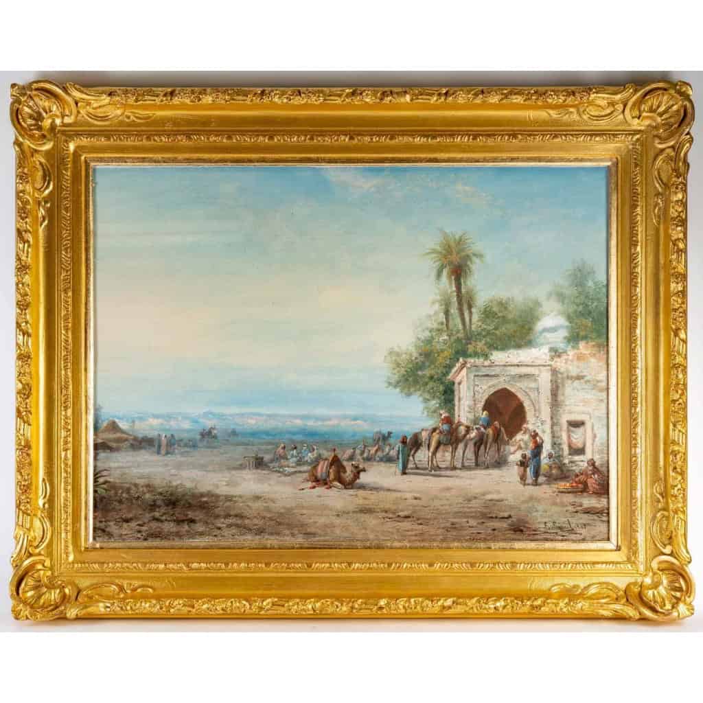 Panorama au minaret, datée 1882, Gouache Orientaliste Signée P.PASCAL | Biron |||||||