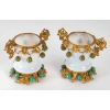 Panier et ses deux gobelets en opaline et laiton doré, XIXème siècle | Biron Panier et ses deux gobelets en opaline et laiton doré, XIXème siècle