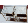 1950/70′ Paire d’Étagères en Laiton à 3 Niveaux Maison Baguès Plateaux Miroirs Vieillis Oxydés 9