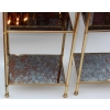1950/70′ Paire d’Étagères en Laiton à 3 Niveaux Maison Baguès Plateaux Miroirs Vieillis Oxydés 12