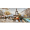 Huile sur panneau de Bowen, Marché aux fleurs place de la République, XXème siècle