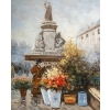 Huile sur panneau de Bowen, Marché aux fleurs place de la République, XXème siècle
