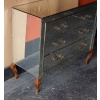 1940/50′ Commode Art Déco Miroir Vintage 3 Tiroirs 6 Poignées Verre 93 X 41 x cm