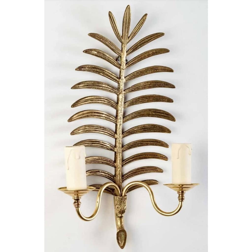 1960 Paire d’appliques bronze Maison Honoré | Biron 1960 Paire d'appliques bronze Maison Honoré