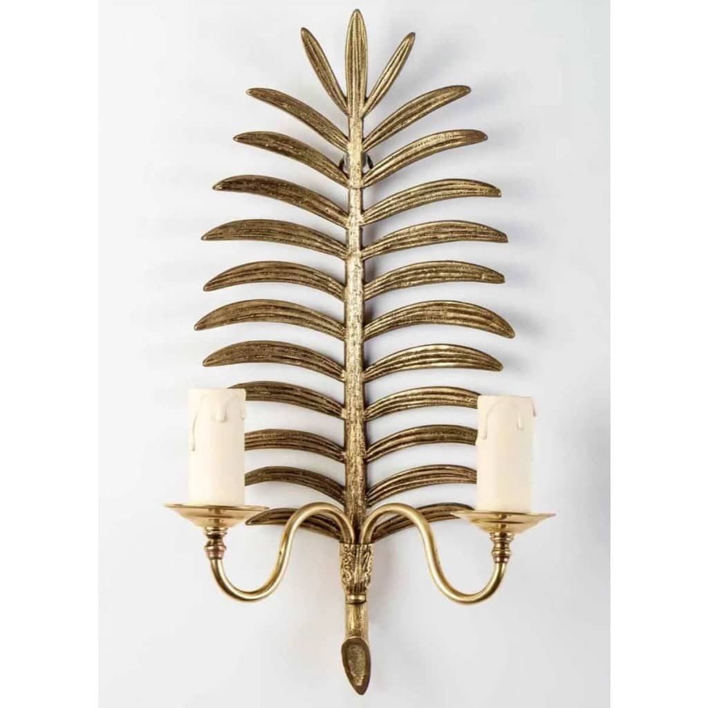 1960 Paire d’appliques bronze Maison Honoré | Biron 1960 Paire d'appliques bronze Maison Honoré