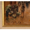 Huile sur panneau, Paul Flaubert, Marché aux fleurs sur le quai de seine, XXème siècle