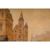 Huile sur panneau, Paul Flaubert, Marché aux fleurs sur le quai de seine, XXème siècle