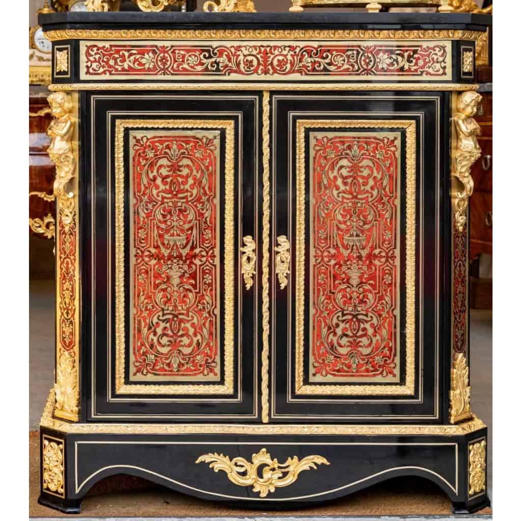 Meuble d’appui aux Putti en marqueterie Boulle de Style Louis XIV-Régence. Epoque Napoléon III, Circa 1850-1860. | Biron Meuble d'appui aux Putti en marqueterie Boulle de Style Louis XIV-Régence. Epoque Napoléon III, Circa 1850-1860.