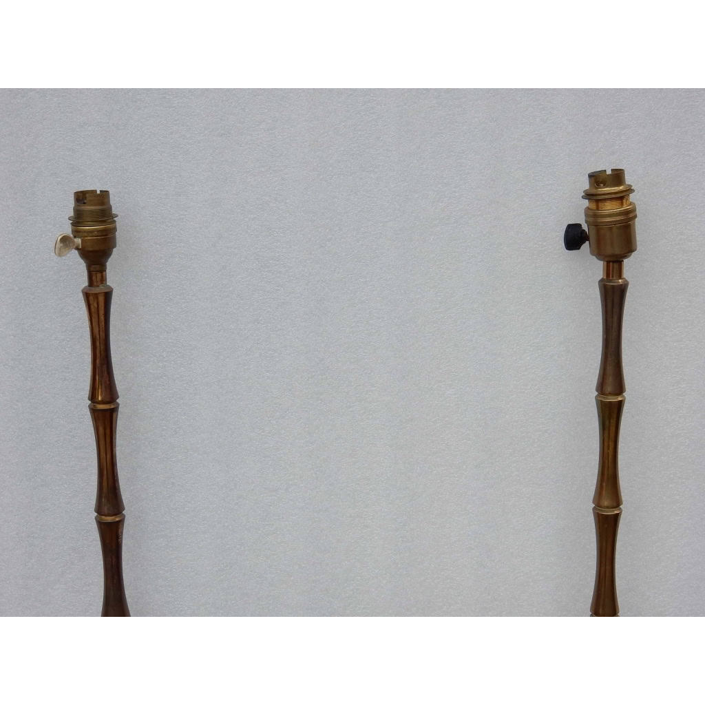 1970′ Paire De Lampadaires En Bronze Doré Maison Baguès Modèle Bambou H 142 cm | Biron 1970′ Paire De Lampadaires En Bronze Doré Maison Baguès Modèle Bambou H 142 cm