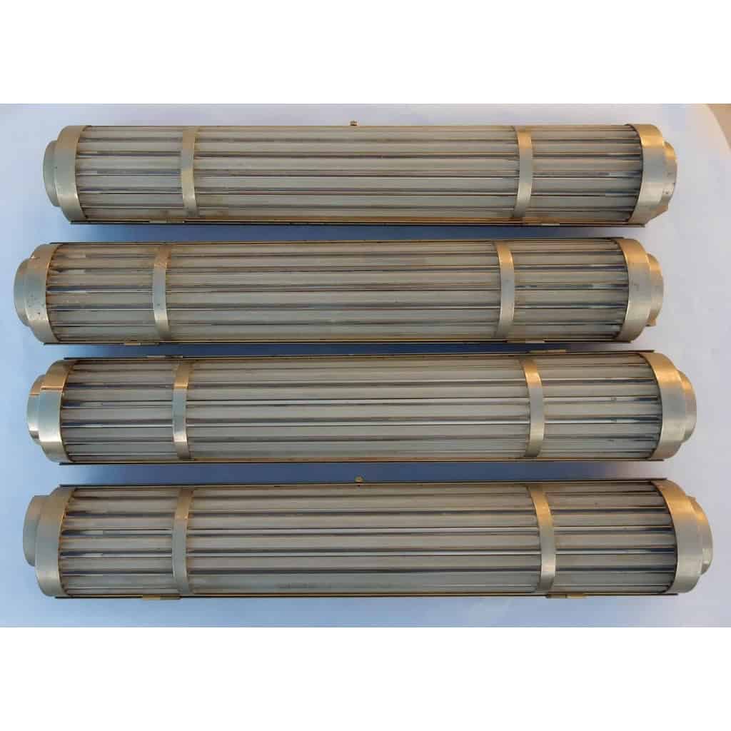 1970’Série De 4 Appliques A Tubes De Verre Style Genet Michon Ou Petitot H 73 cm | Biron ||||||||||