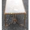 1950/70′ Table Basse Bronze Décor Palmier, Plateau Laque de Chine Style Maison Baguès
