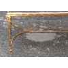 1950/70′ Table Basse Bronze Décor Palmier, Plateau Laque de Chine Style Maison Baguès