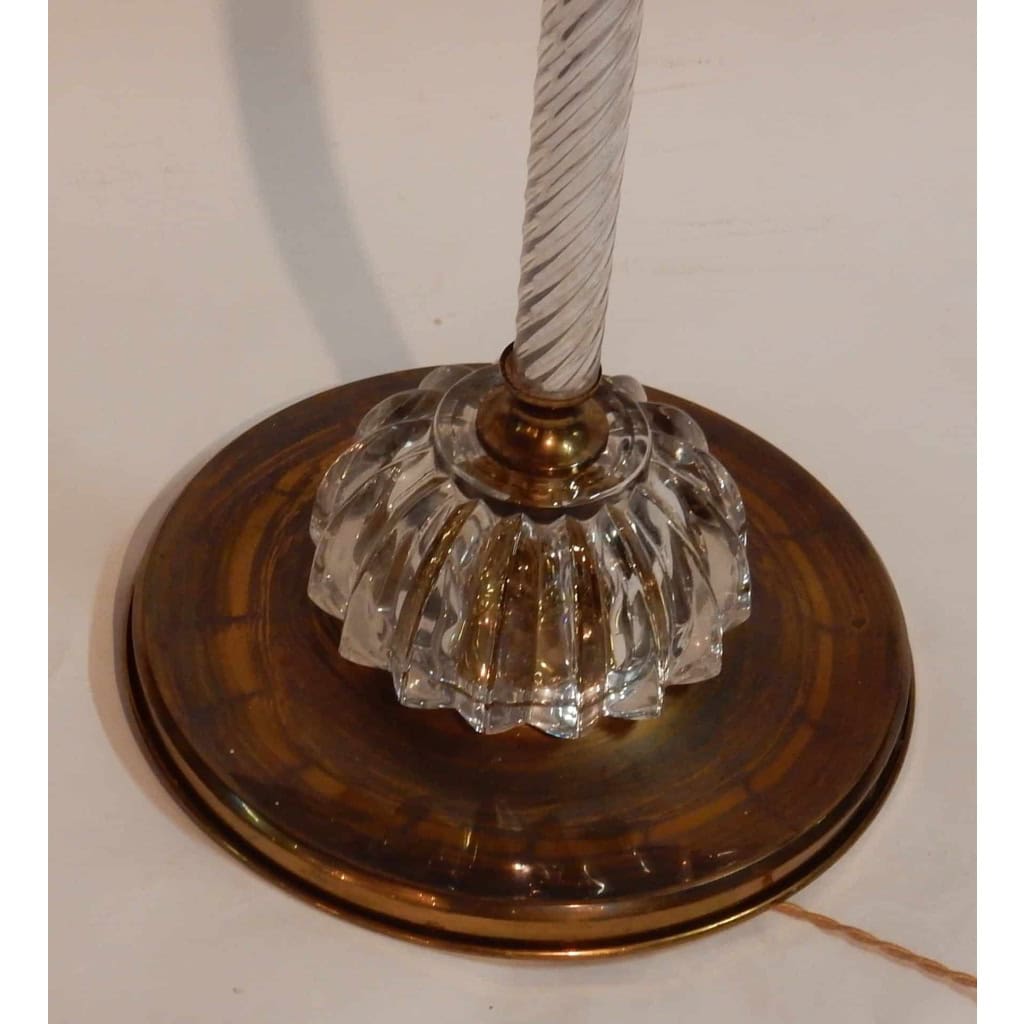 1950/70 Lampadaire Cristal Et Laiton Saint Louis | Biron 1950/70 Lampadaire Cristal Et Laiton Saint Louis