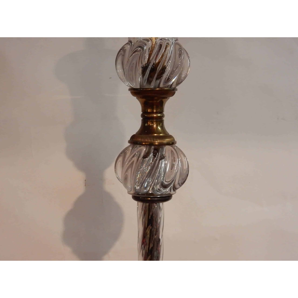 1950/70 Lampadaire Cristal Et Laiton Saint Louis | Biron 1950/70 Lampadaire Cristal Et Laiton Saint Louis