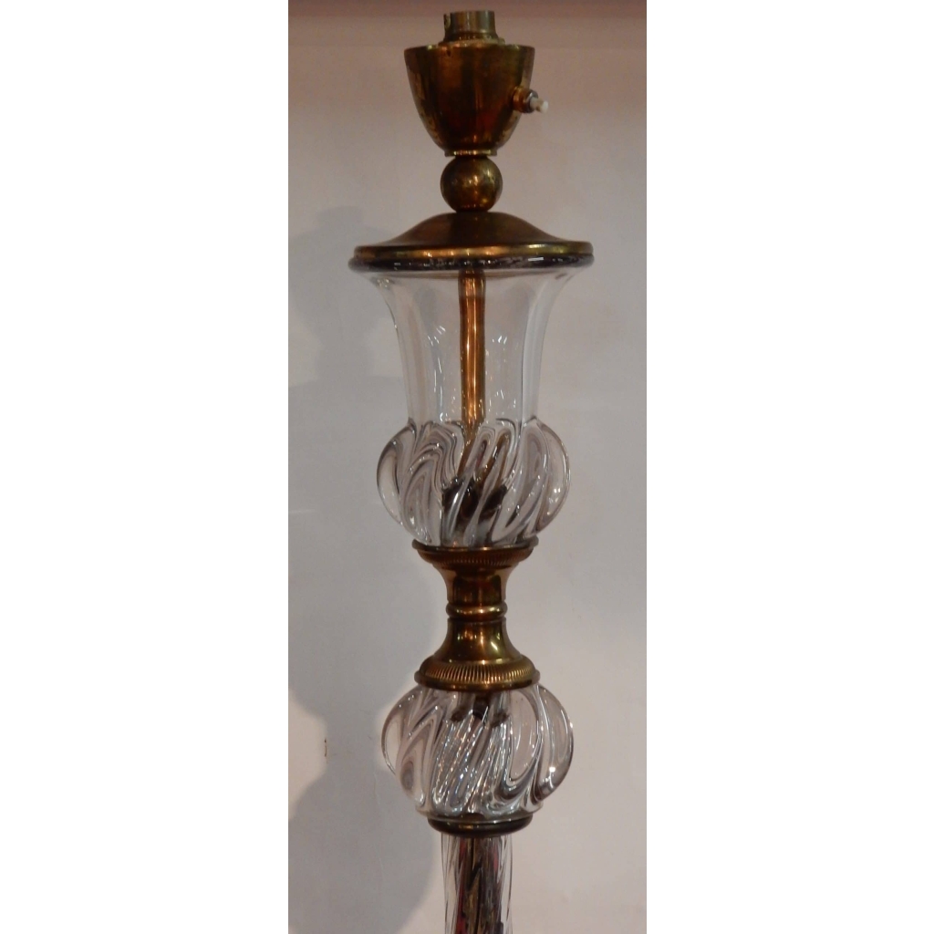 1950/70 Lampadaire Cristal Et Laiton Saint Louis | Biron 1950/70 Lampadaire Cristal Et Laiton Saint Louis