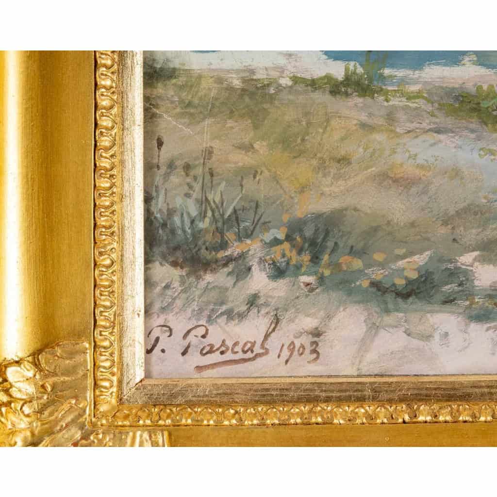Halte à l’oasis datée 1903, Gouache Orientaliste Signée P. PASCAL | Biron Halte à l'oasis datée 1903, Gouache Orientaliste Signée P. PASCAL