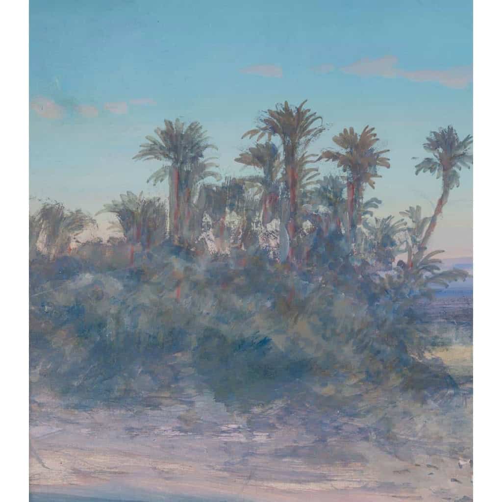 Halte à l’oasis datée 1903, Gouache Orientaliste Signée P. PASCAL | Biron Halte à l'oasis datée 1903, Gouache Orientaliste Signée P. PASCAL