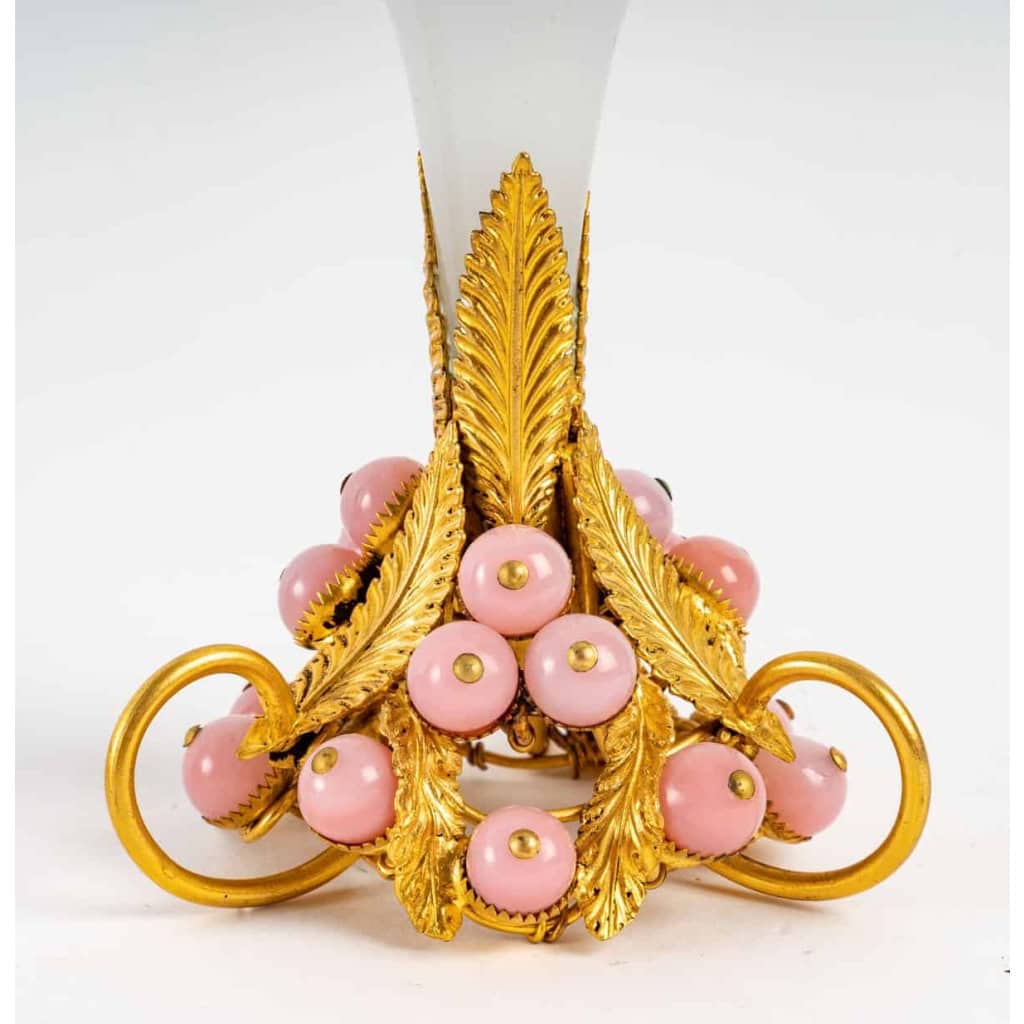 Paire de petite briquetière en opaline XIXème siècle | Biron Paire de petite briquetière en opaline XIXème siècle
