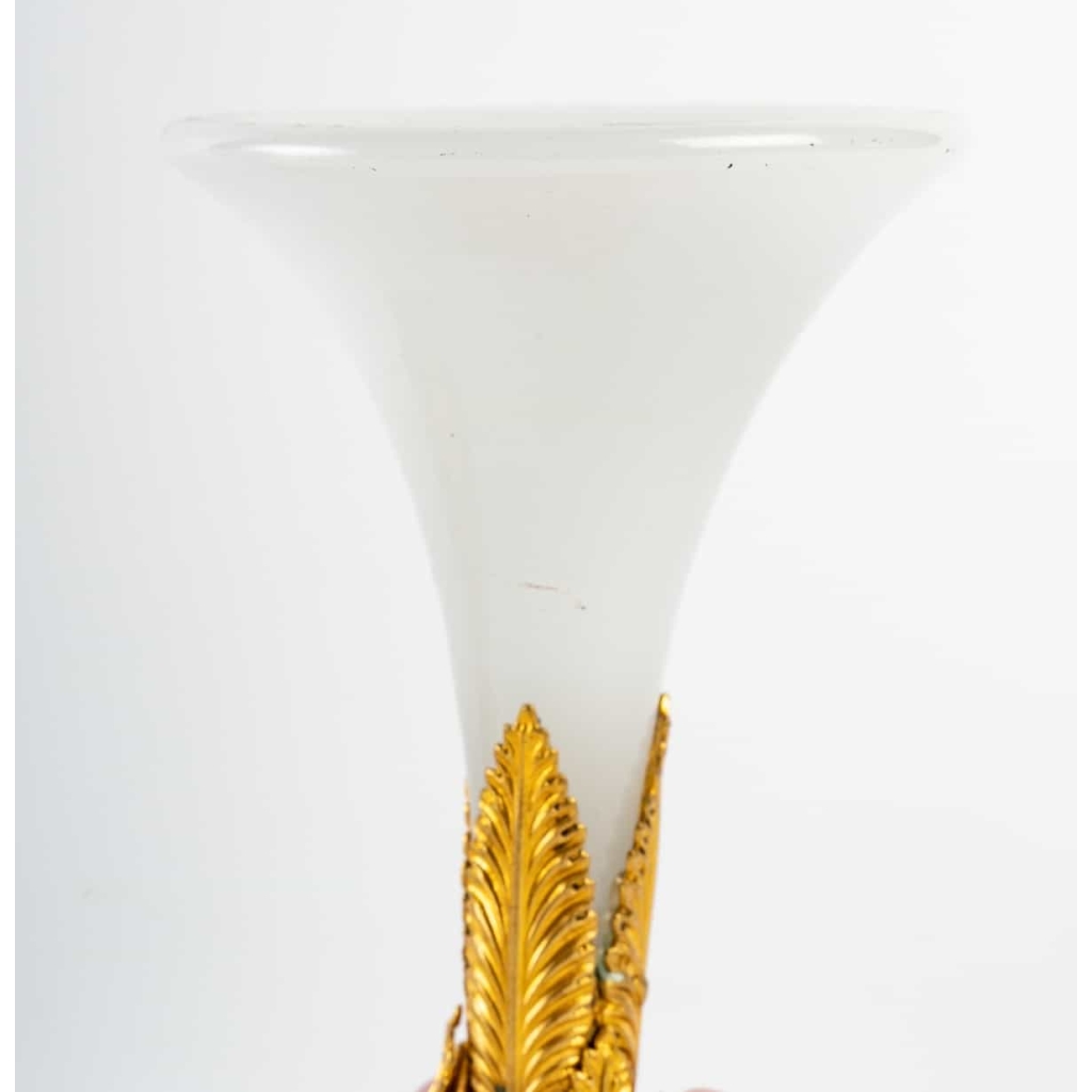 Paire de petite briquetière en opaline XIXème siècle | Biron Paire de petite briquetière en opaline XIXème siècle