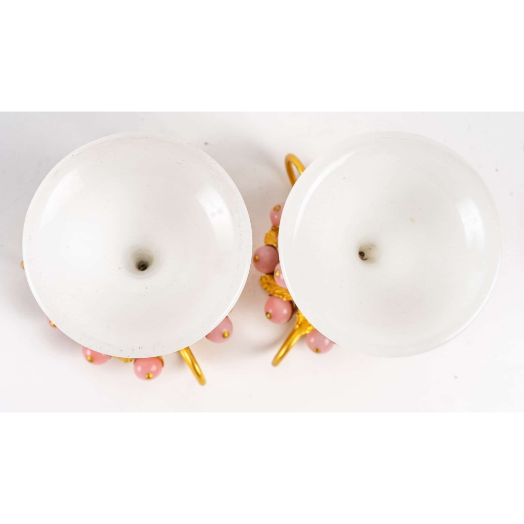 Paire de petite briquetière en opaline XIXème siècle | Biron Paire de petite briquetière en opaline XIXème siècle