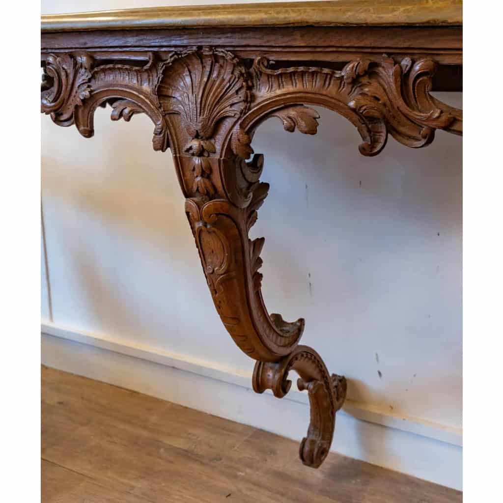 Console en bois sculpté, dessus en marbre, XVIIIème siècle