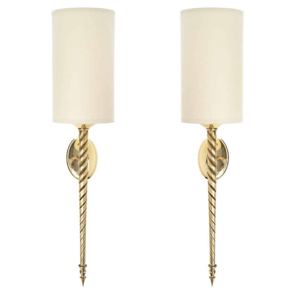 1970 Grande Paire d’Appliques Torchère Maison Roche | Biron ||||||