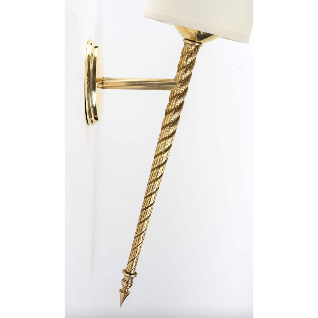 1970 Grande Paire d’Appliques Torchère Maison Roche | Biron 1970 Grande Paire d'Appliques Torchère Maison Roche
