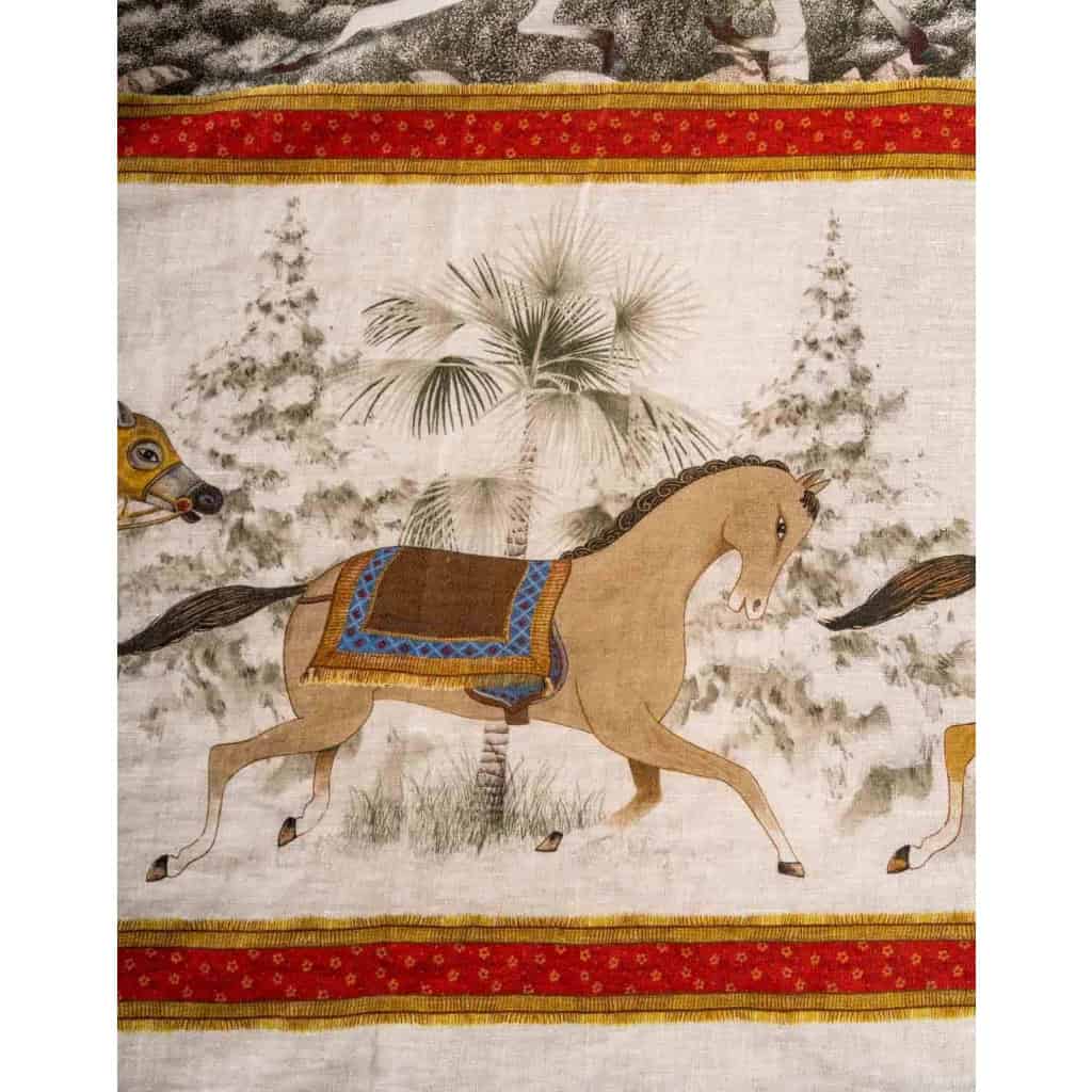 Tissu en lin « Eléphants et chevaux » | Biron Tissu en lin "Eléphants et chevaux"
