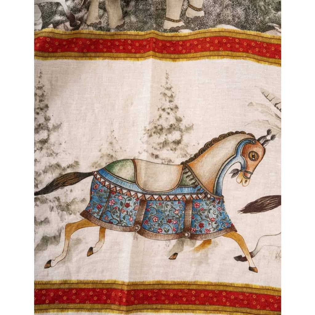 Tissu en lin « Eléphants et chevaux » | Biron Tissu en lin "Eléphants et chevaux"