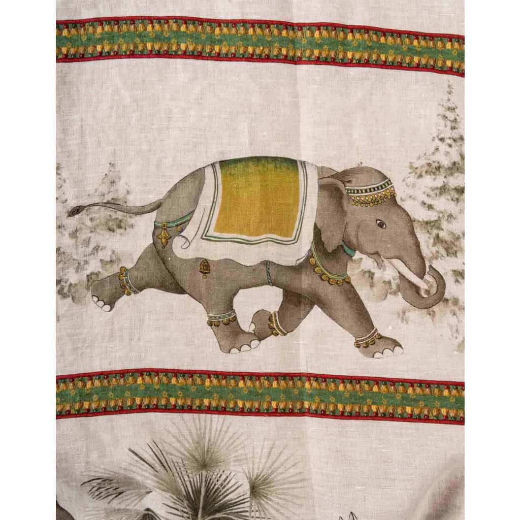 Tissu en lin « Eléphants et chevaux » | Biron Tissu en lin "Eléphants et chevaux"