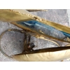 1970′ Lampe Poisson En Laiton Avec Agate Bleue Style Duval Brasseur Éclairante