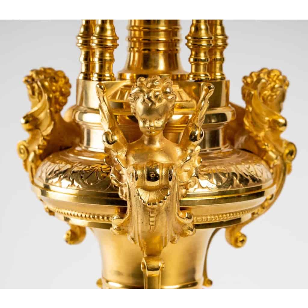 Paire de candélabres style Louis XVI, bronze doré. | Biron Paire de candélabres style Louis XVI, bronze doré.