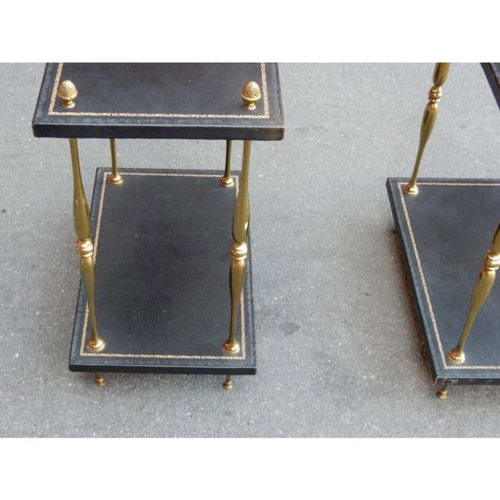 1950/70′ Paire de Bouts de Canapés Maison Baguès Montants Laiton Style Empire