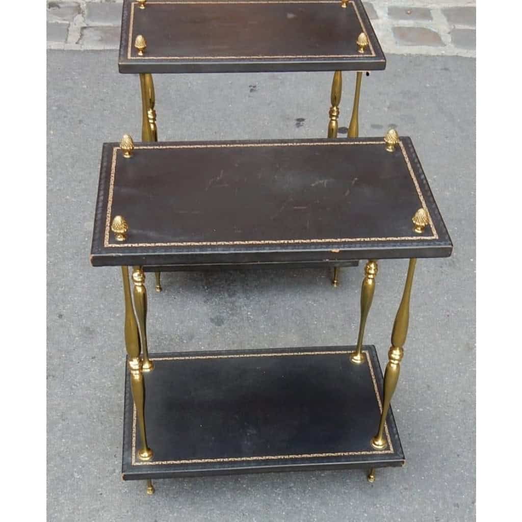1950/70′ Paire de Bouts de Canapés Maison Baguès Montants Laiton Style Empire