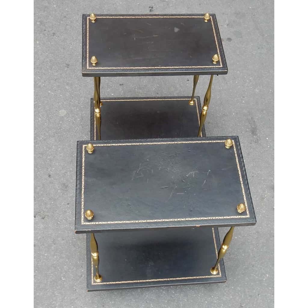 1950/70′ Paire de Bouts de Canapés Maison Baguès Montants Laiton Style Empire