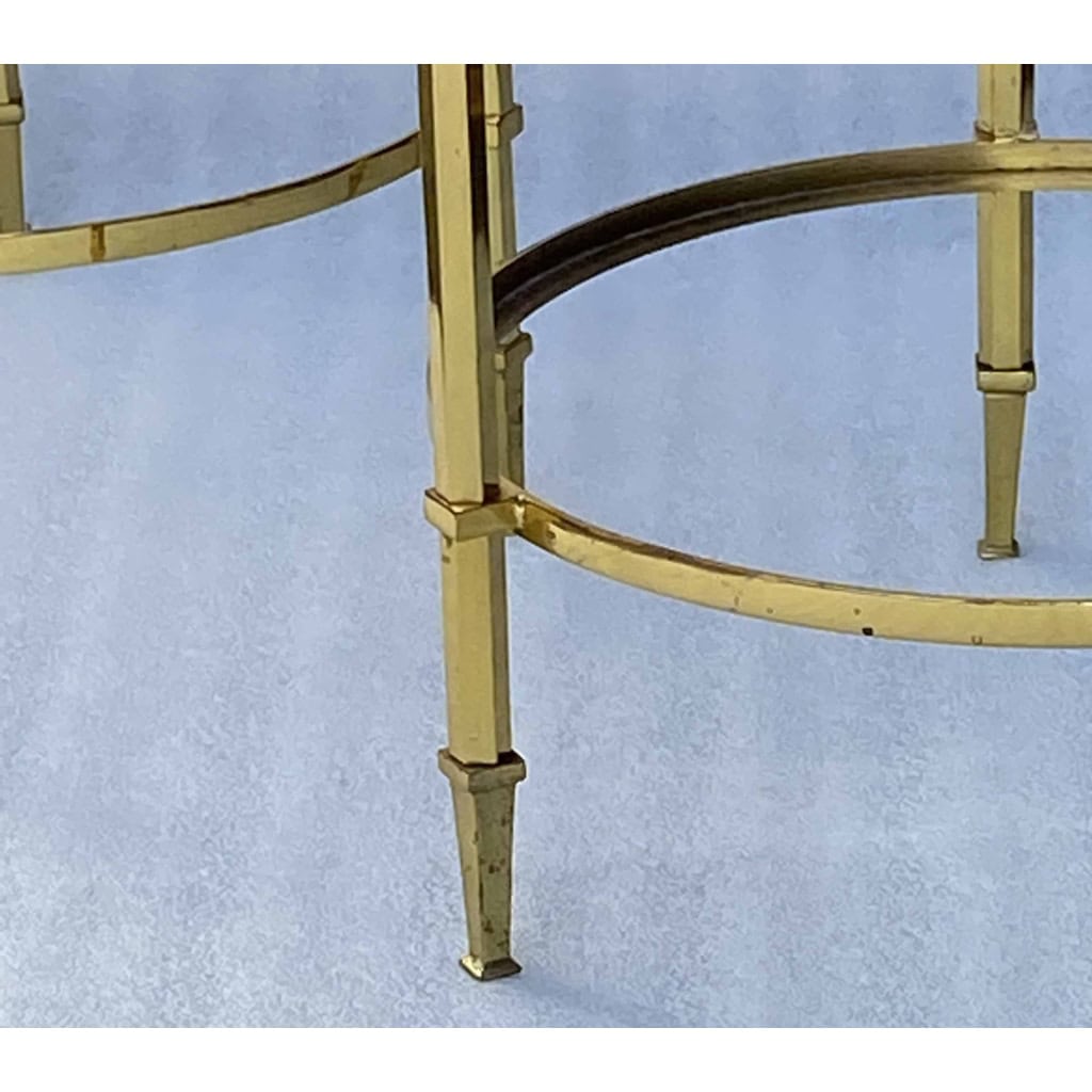 1950/70′ Paire de Guéridons Ronds Bronze Doré Maison Ramsay Diamètre 40 x H 60 cm | Biron 1950/70′ Paire de Guéridons Ronds Bronze Doré Maison Ramsay Diamètre 40 x H 60 cm