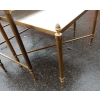 1970′ Tables Gigognes Maison Baguès, 3 Plateaux Marbre et Montants Cannelés à Pommes de Pin