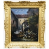 GUILLEMINET Claude Peinture 19ème siècle Ecole de Barbizon Le réveil de la basse cour Huile sur toile signée | Biron |||||